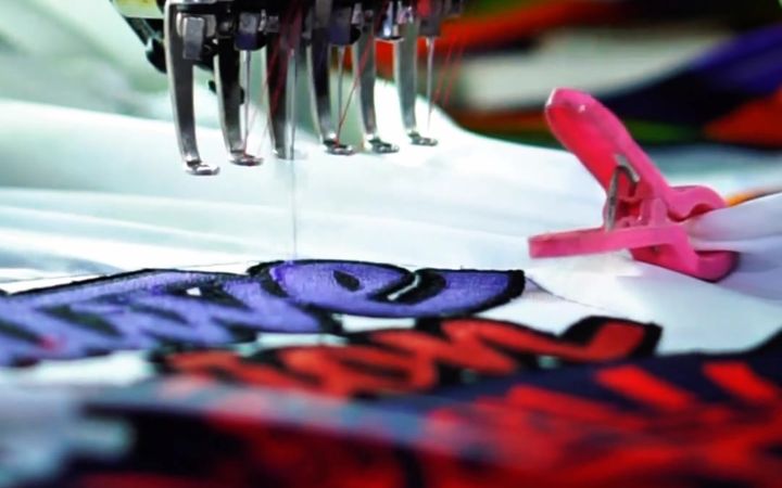 Close-up of satin-stitch embroidery