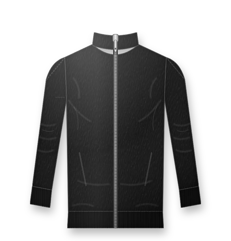 Black bomber jacket with gold embroidered wings on the back (front view, design mockup)