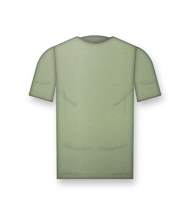 Sage green oversized t-shirt with a mountain graphic on the back in dtf print (front view, design mockup)