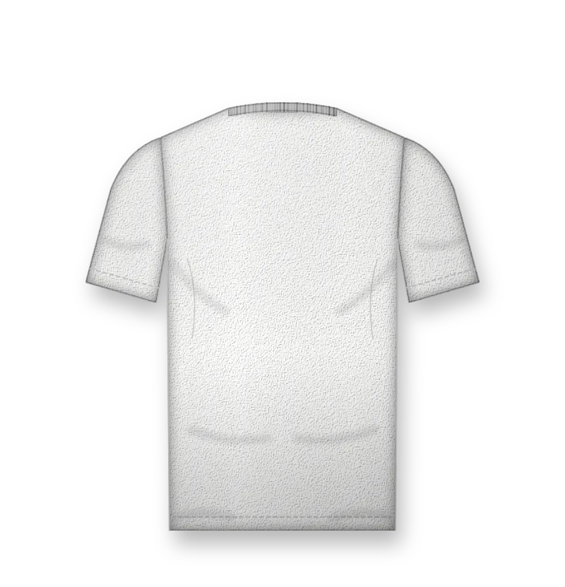 White oversized t-shirt with black logo print on the chest (back view, design mockup)