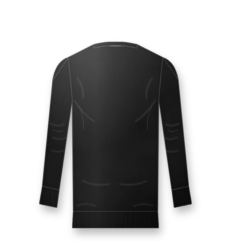 Women's cropped black heavyweight pullover hoodie with white logo on the chest (back view, design mockup)